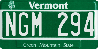 VT license plate NGM294