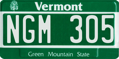 VT license plate NGM305