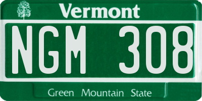 VT license plate NGM308