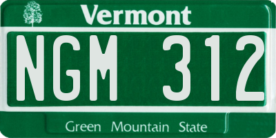 VT license plate NGM312