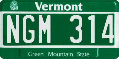 VT license plate NGM314