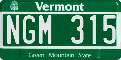 VT license plate NGM315