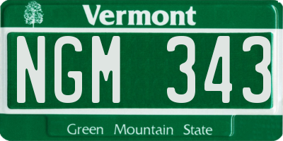 VT license plate NGM343