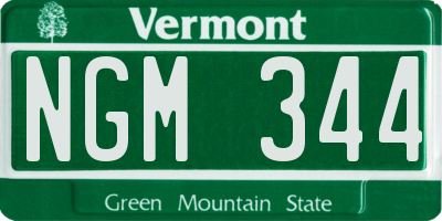 VT license plate NGM344