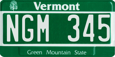 VT license plate NGM345