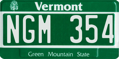 VT license plate NGM354