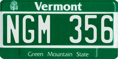 VT license plate NGM356
