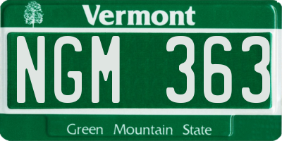 VT license plate NGM363