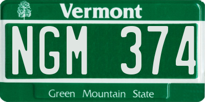 VT license plate NGM374