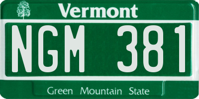 VT license plate NGM381