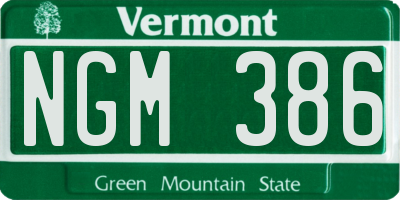 VT license plate NGM386