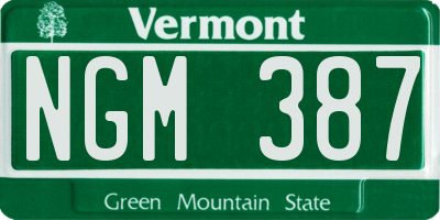 VT license plate NGM387
