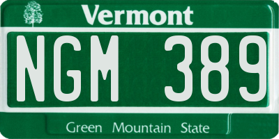 VT license plate NGM389