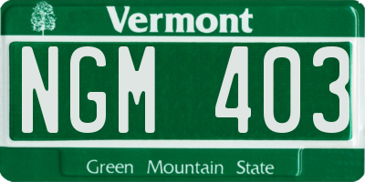 VT license plate NGM403
