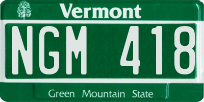 VT license plate NGM418