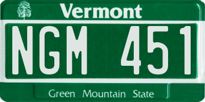 VT license plate NGM451