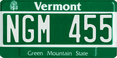 VT license plate NGM455