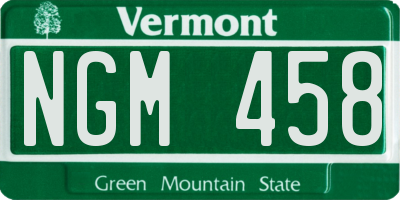 VT license plate NGM458