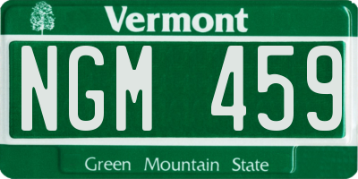 VT license plate NGM459