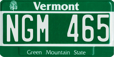 VT license plate NGM465