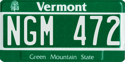 VT license plate NGM472
