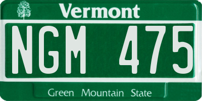 VT license plate NGM475