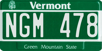 VT license plate NGM478