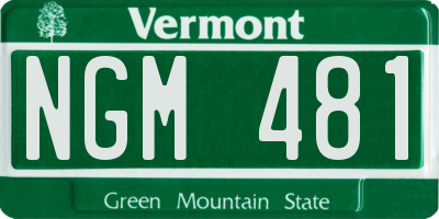VT license plate NGM481