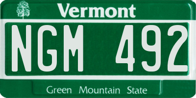 VT license plate NGM492
