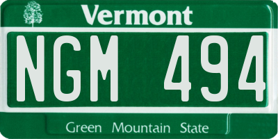 VT license plate NGM494