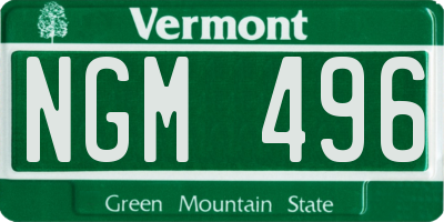 VT license plate NGM496