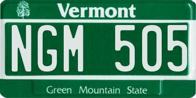 VT license plate NGM505