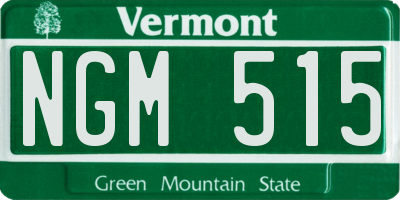 VT license plate NGM515