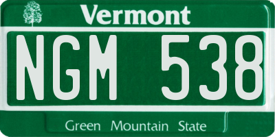 VT license plate NGM538