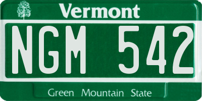 VT license plate NGM542