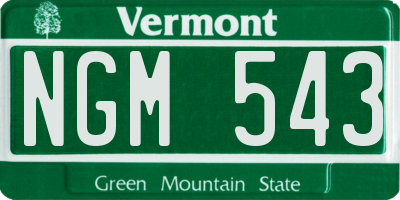 VT license plate NGM543