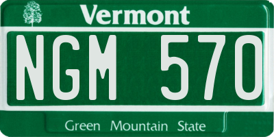 VT license plate NGM570