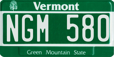VT license plate NGM580