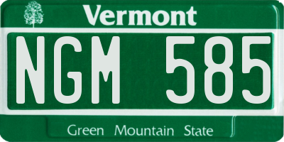 VT license plate NGM585