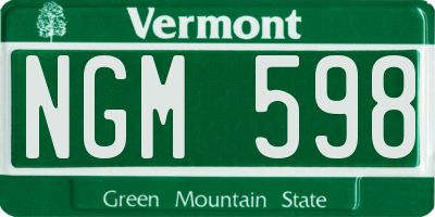 VT license plate NGM598