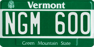 VT license plate NGM600