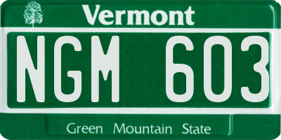 VT license plate NGM603