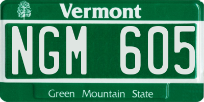 VT license plate NGM605