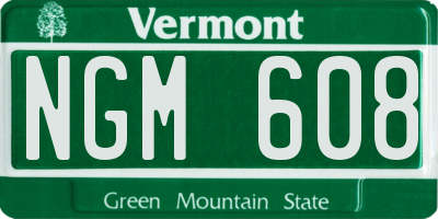 VT license plate NGM608