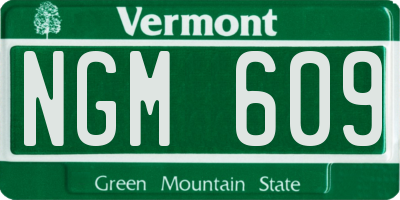 VT license plate NGM609