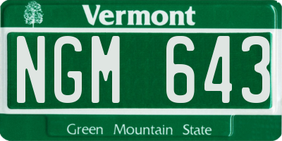 VT license plate NGM643