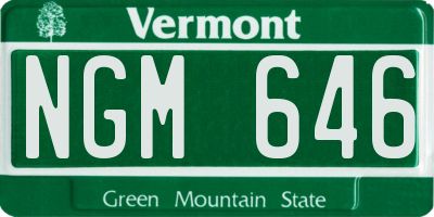 VT license plate NGM646