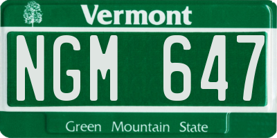 VT license plate NGM647