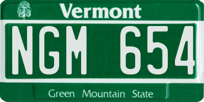 VT license plate NGM654