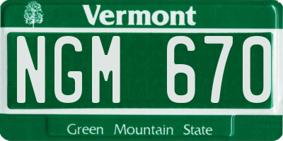 VT license plate NGM670